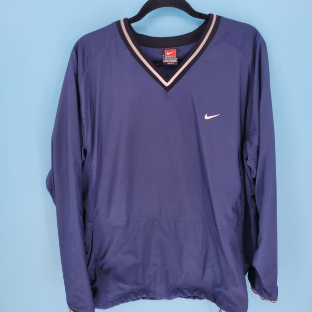 Vintage Nike Team V-Neck Windshirt Mens Large Blue Pullover Windbreaker gorpcore